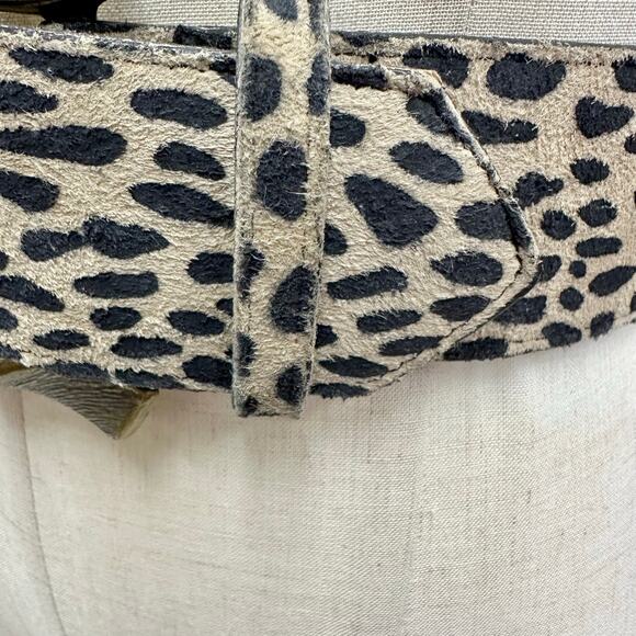 Vintage Made in USA Leopard Calf Hair Belt Brass Elephant Zebra Y2k Safari Small - Picture 12 of 16